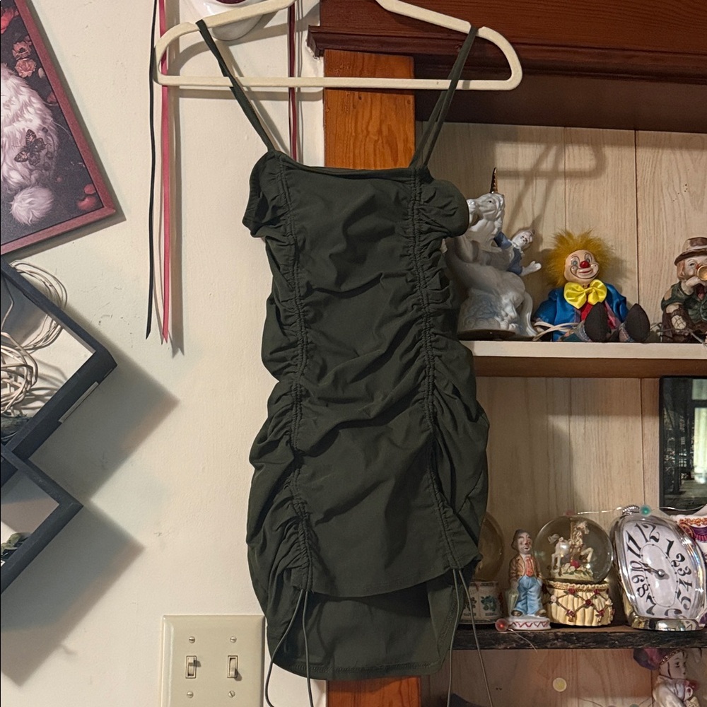 Rue21 Dark Green Ruched Mini Dress